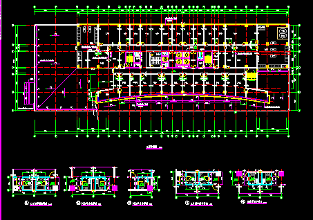五星级酒店建筑施工设计CAD平面图-图二