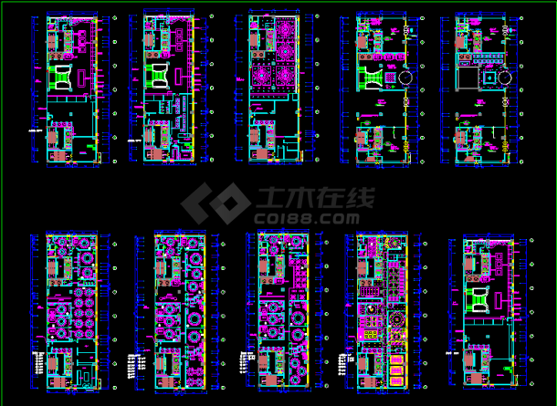 酒店室内装修全套cad平面设计施工图-图一