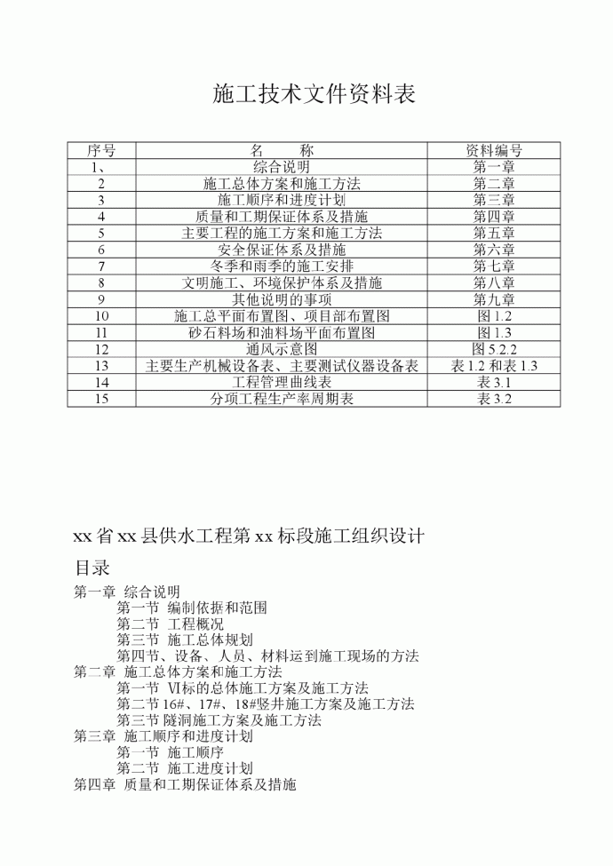 陕西省神木县供水工程某标段施工组织设计_图1