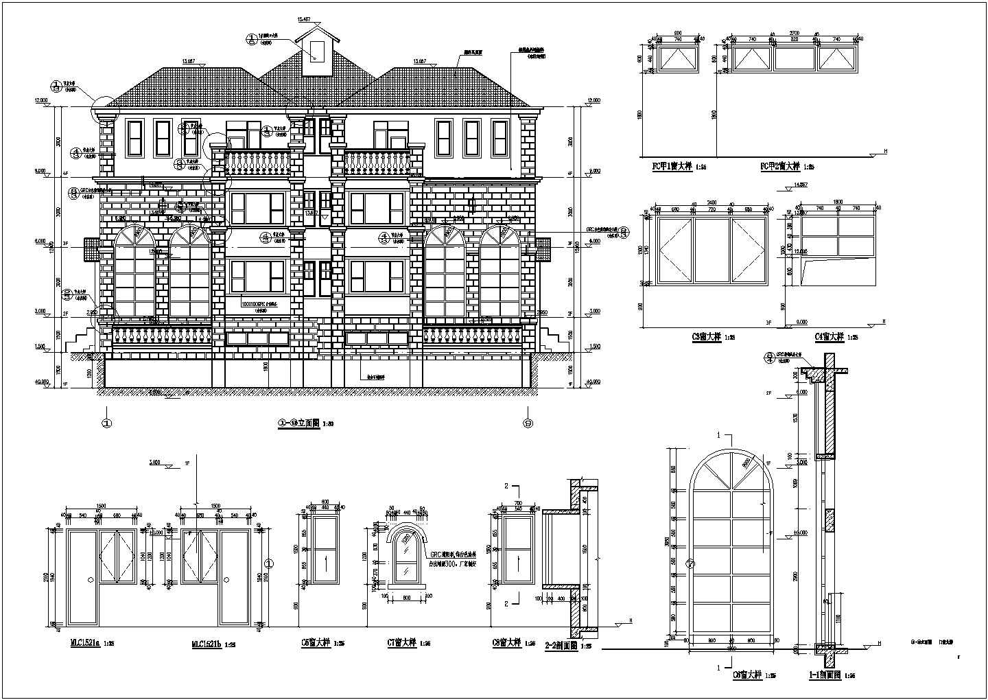 某地4层框架结构双拼别墅建筑设计扩初图