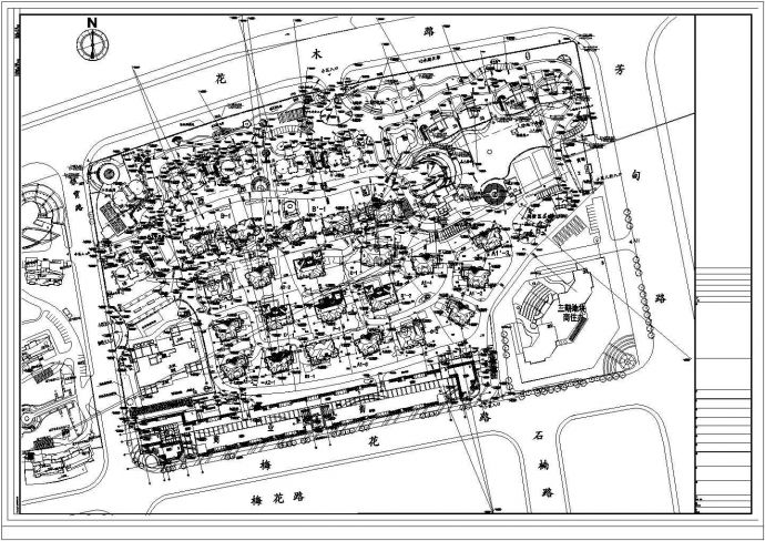 独栋别墅区规划设计CAD总平面施工图纸_图1