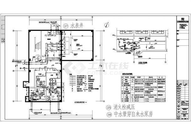 某社区五层砖混结构服务中心给排水设计图-图一