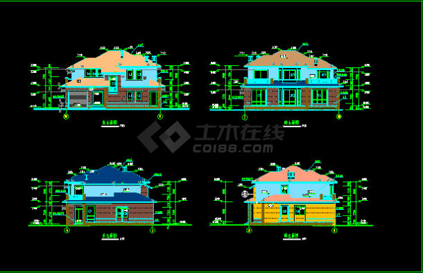 浙西郊区别墅建筑施工设计CAD方案图纸-图二