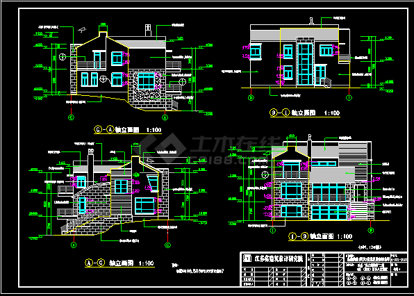 某坡屋顶别墅施工设计CAD建筑方案图纸-图二