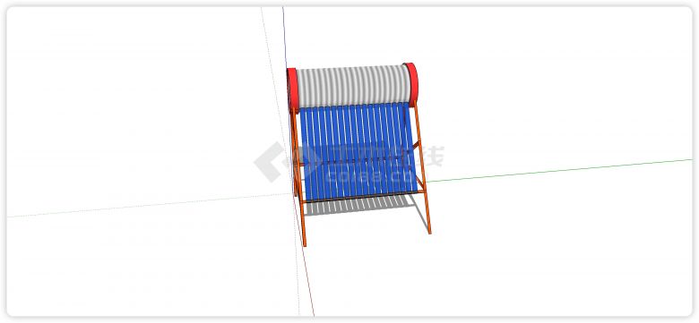 红色铁架蓝色导热管热水器su模型-图二
