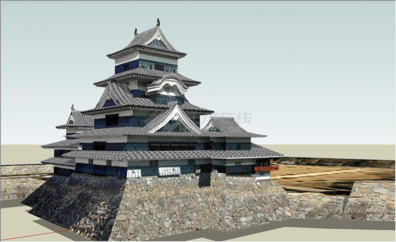 日式寺庙景观建筑物组合su模型-图二