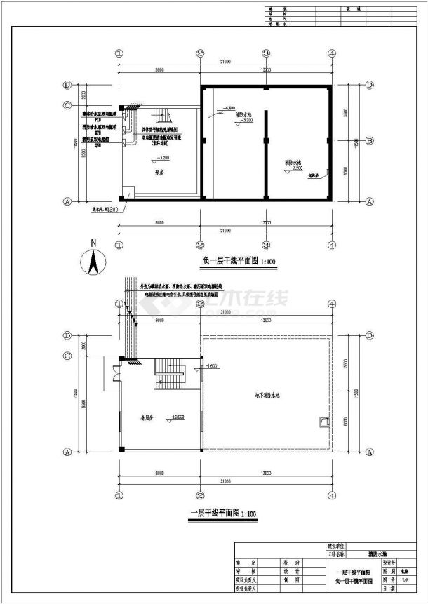 某工程消防水箱间电气图纸(二级电荷)-图一