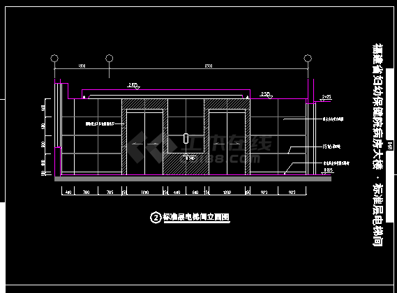 某医院大楼标准层电梯间装修cad立面设计详图-图二