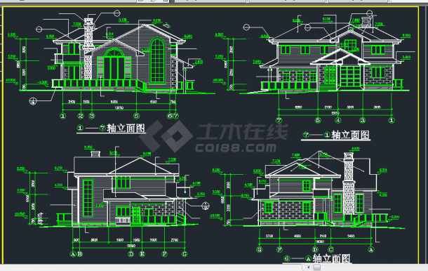 某地区华城B型别墅建筑设计CAD施工图-图二