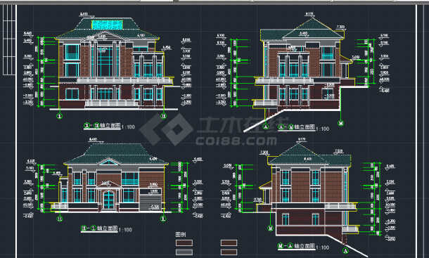 某地区阳光房三层别墅建筑设计CAD施工图-图二