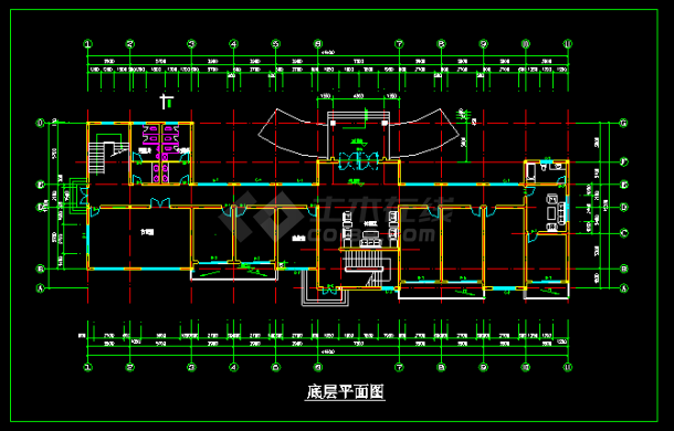 三层办公楼设计cad平立面施工设计详图-图二