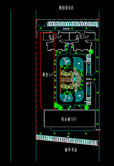 小型城市综合体聚高层商业整套CAD规划图纸_图1