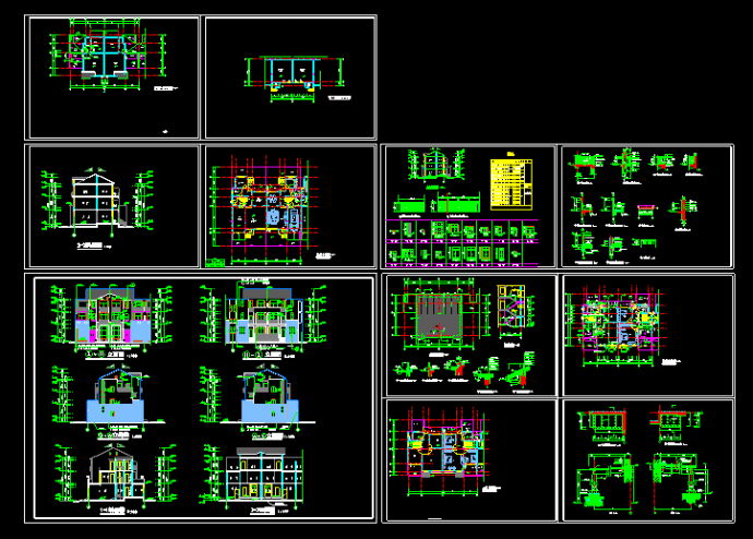 居住小区D型别墅施工设计CAD建筑图_图1