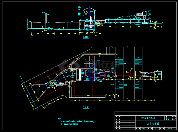 某电排站水利设施cad总平面设计施工图-图二