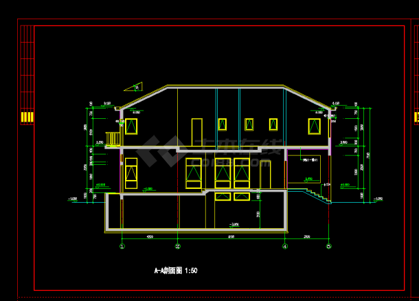 某地区某联体别墅建筑设计cad施工方案图-图二