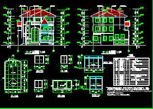 某小区全套别墅建筑施工设计CAD图-图二