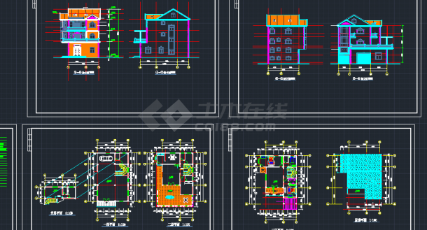 某地区桂林A型别墅建筑设计CAD施工图纸-图一