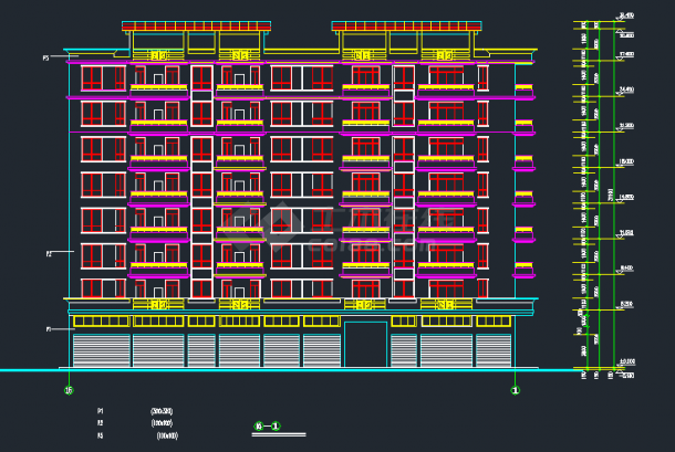 某地区七层商住楼建筑设计CAD施工图纸-图二
