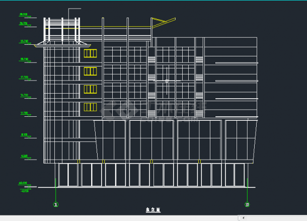 某地区七层商办楼建筑设计CAD施工方案图-图二