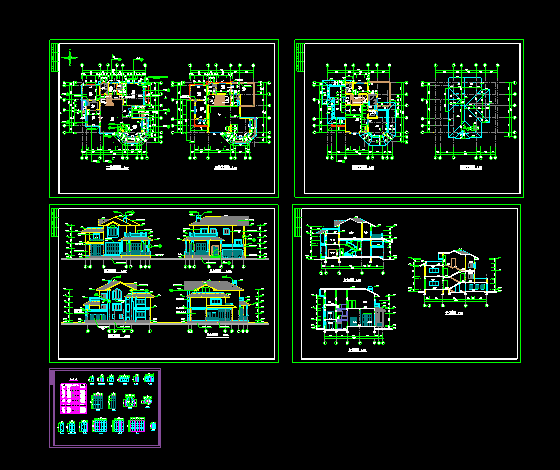 别墅建筑设计全套施工CAD详细图纸