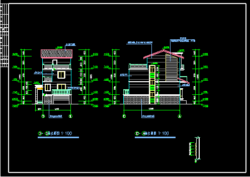 吉安别墅施工设计CAD建筑平立面方案图-图二
