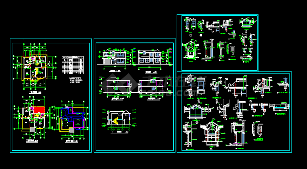 混凝土别墅全套施工设计CAD建筑方案图纸-图一