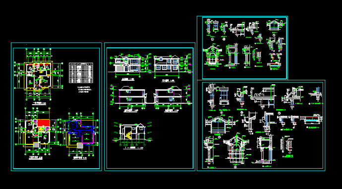 混凝土别墅全套施工设计CAD建筑方案图纸_图1