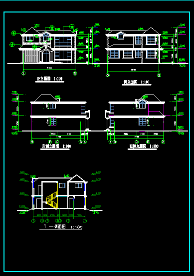 混凝土别墅全套施工设计CAD建筑方案图纸-图二