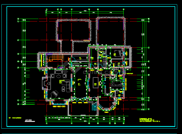 别墅建筑CAD设计施工方案详细图-图二