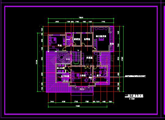 二层别墅建筑施工设计CAD方案详图-图二