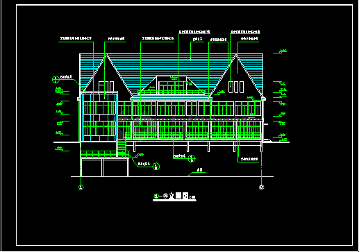 豪华别墅建筑施工平立剖设计CAD方案图-图二