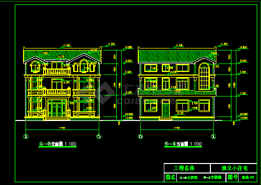 豪华欧式别墅施工平立剖CAD设计方案图-图二