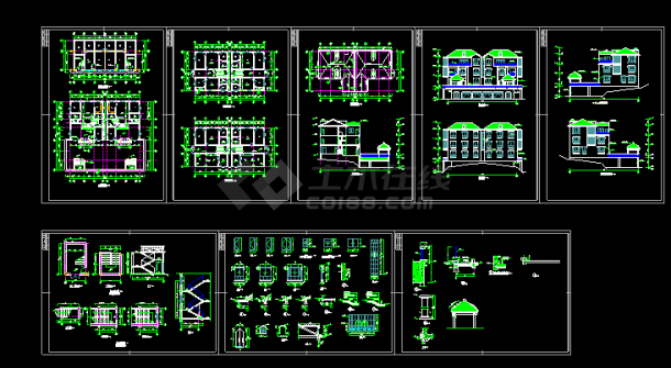 广东别墅设计全套施工平立面CAD方案图-图一