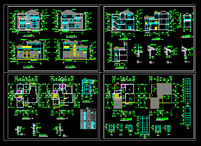 某豪华别墅建筑施工设计CAD详图_图1