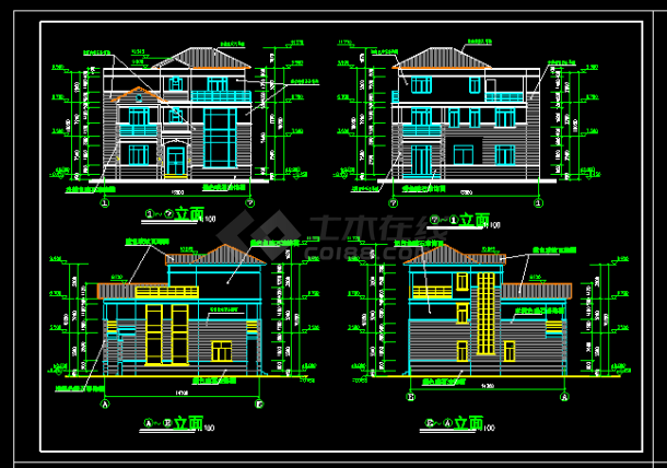 某豪华别墅建筑施工设计CAD详图-图二