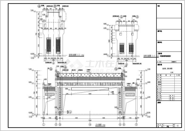 某地区小街渔村门楼建筑设计施工图-图二