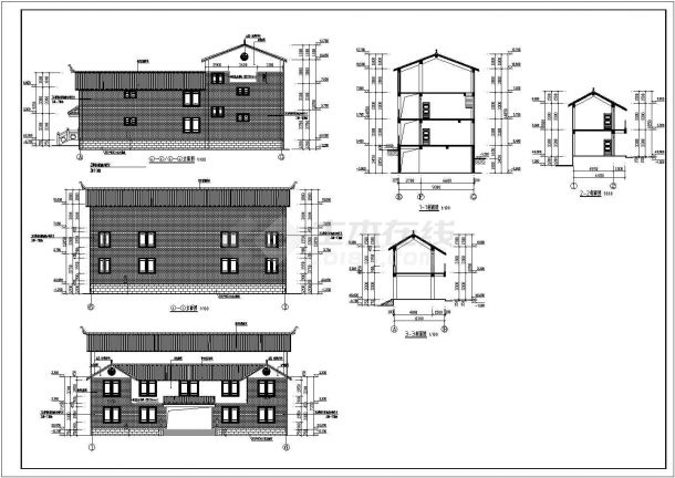 某地两层商业用仿古四合院建筑设计方案图-图一