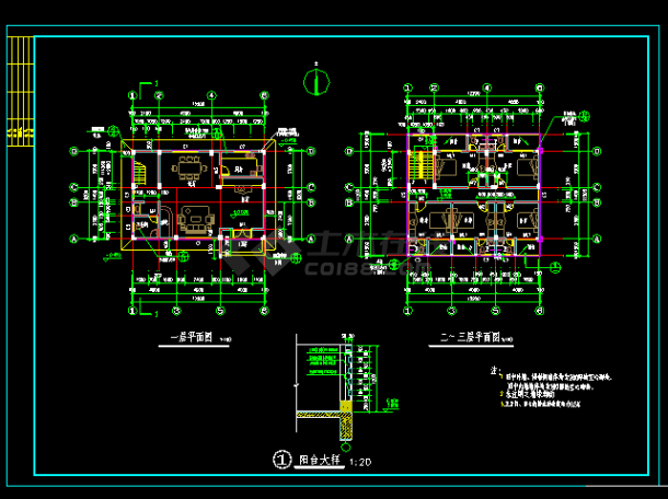 私人别墅建筑结构施工设计CAD详图-图二