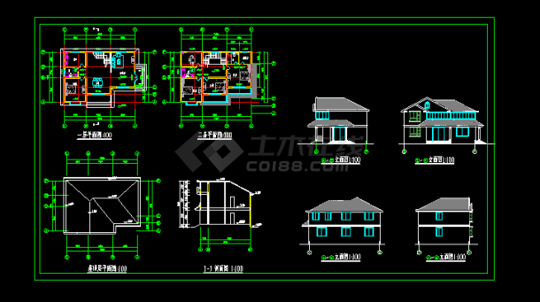乡村别墅施工设计CAD详细方案图纸-图一