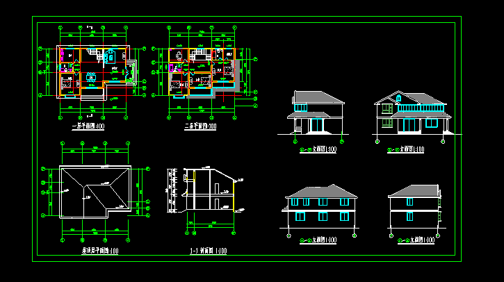 乡村别墅施工设计CAD详细方案图纸