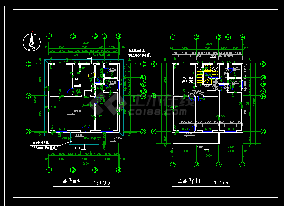 农村二层住宅建筑施工设计CAD详图-图二