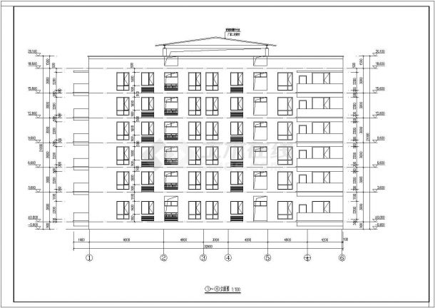 某地六层框架结构青年公寓楼建筑设计方案图-图二