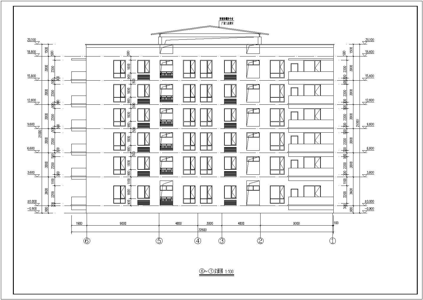 某地六层框架结构青年公寓楼建筑设计方案图