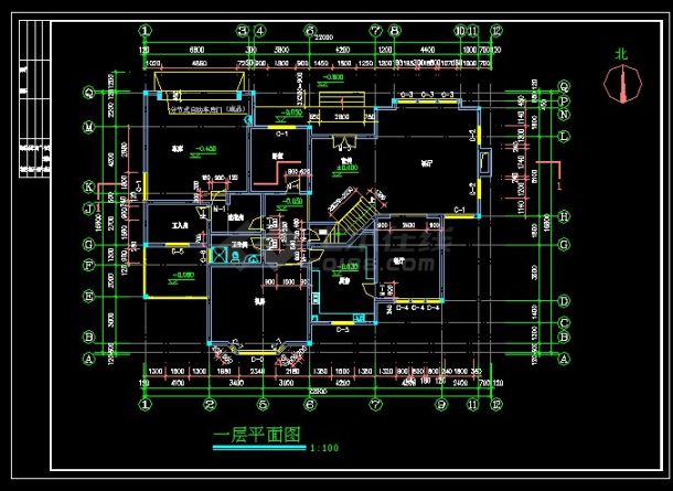 某地区某独栋小别墅建筑设计cad施工图-图二