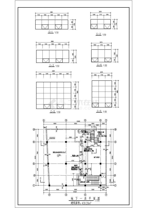 某5层小宾馆建筑框架结构设计施工图-图二