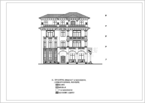 某地四层别墅建筑框架结构设计方案图-图一