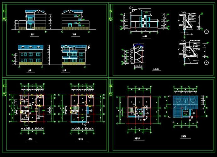 某地两层带阁楼别墅建筑设计cad施工方案图_图1