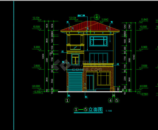 某地区水岸豪门翡翠B型别墅建筑设计cad施工图纸-图二