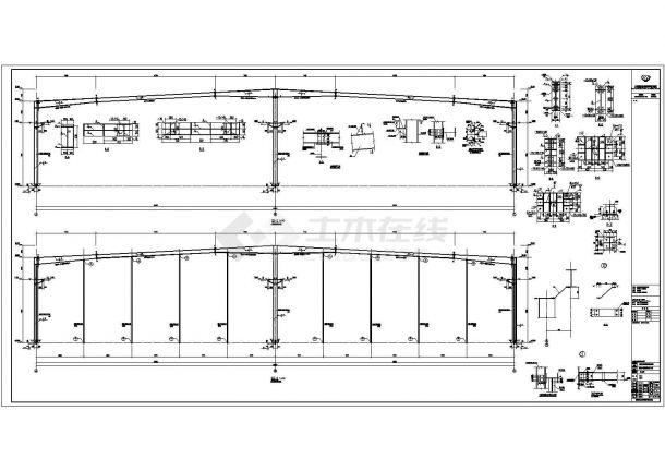 8度区大跨度厂房带吊车建筑结构图-图一