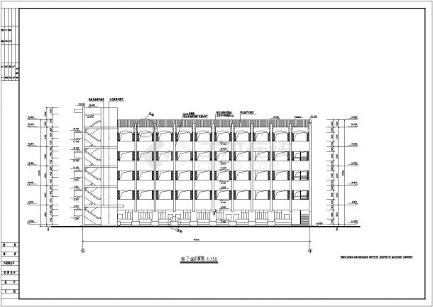某中学五层框架结构教学楼建筑设计方案图-图二
